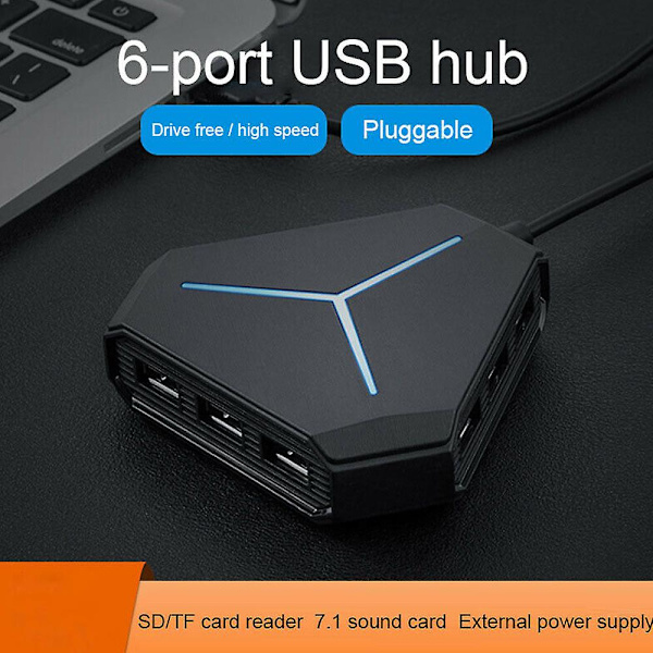 6 portar USB Hub Multi Splitter Expansion Adapter För PC Dator Laptop