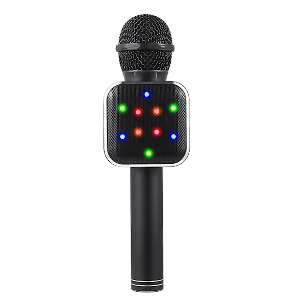 Bluetooth trådløs mikrofon LED-lys Håndholdt Karaoke ABS lydmikrofon for KTV Black