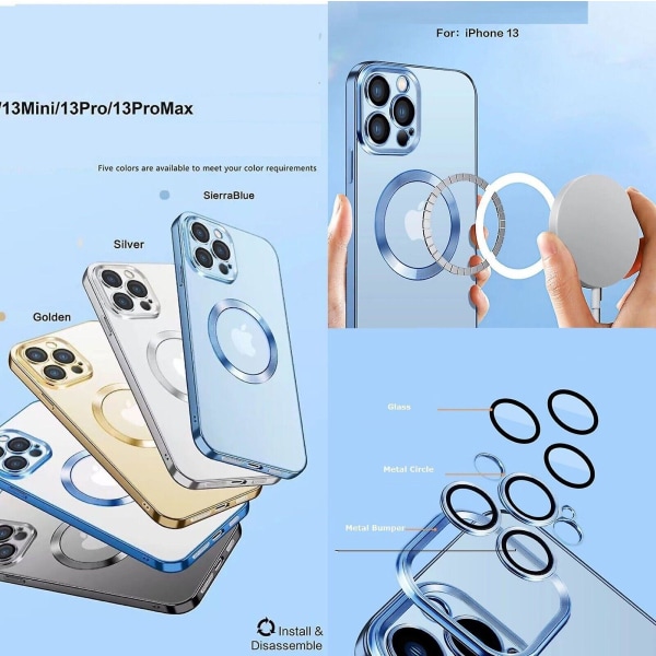 Uusi versio 2.0 Puhdas linssi case kamerasuojalla For iPhone 13 Pro Silver