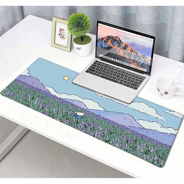 Anime Lavendel Skrivebordsmåtte, Stor Gaming Tastatur Musemåtte (300 X 600 X 2 Mm)