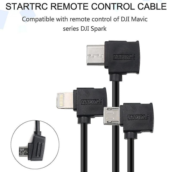 Startrc 10cm 8-stift till mikro USB konverteringskontakt Datakabel för Dji Mavic Mini / Air, Shark Remote Controller (svart)