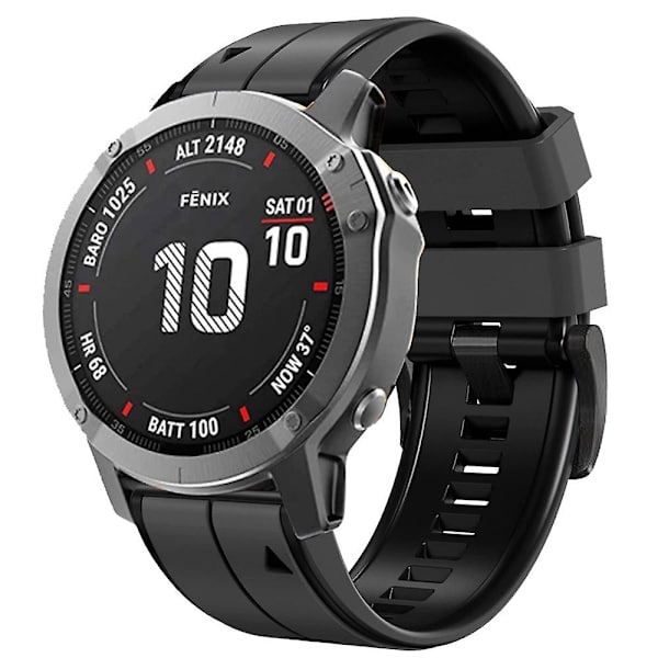 För Garmin Tactix 7 Pro/Fenix 7X/Fenix 6X Pro Silikon Armband Ersättning Tvåfärgad Smartwatch Armband 26mm Charcoal Grey Black