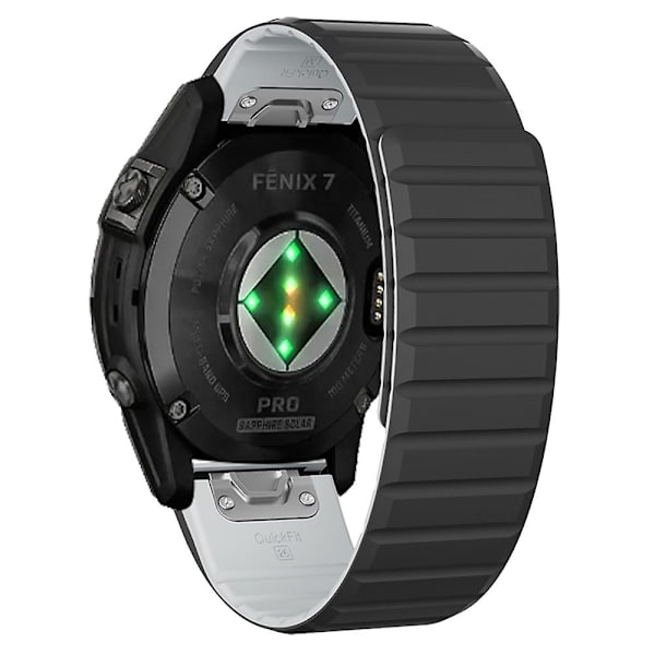 Til Garmin Fenix 5 / 5X / 6X / 7X Urrem 22mm Dual Color Silikone Smart Watch Rem Black  Grey