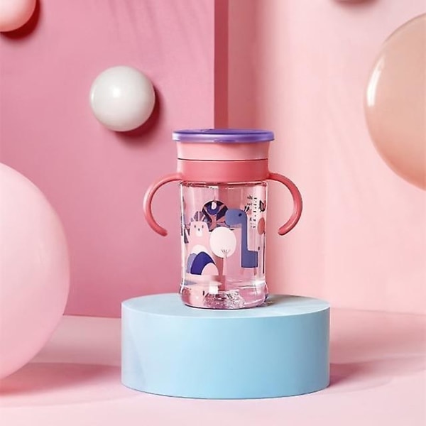 260 ml baby kan roteras Magic Cup Barn läckagesäker 360° dricksvattenflaska (Colo Rose)