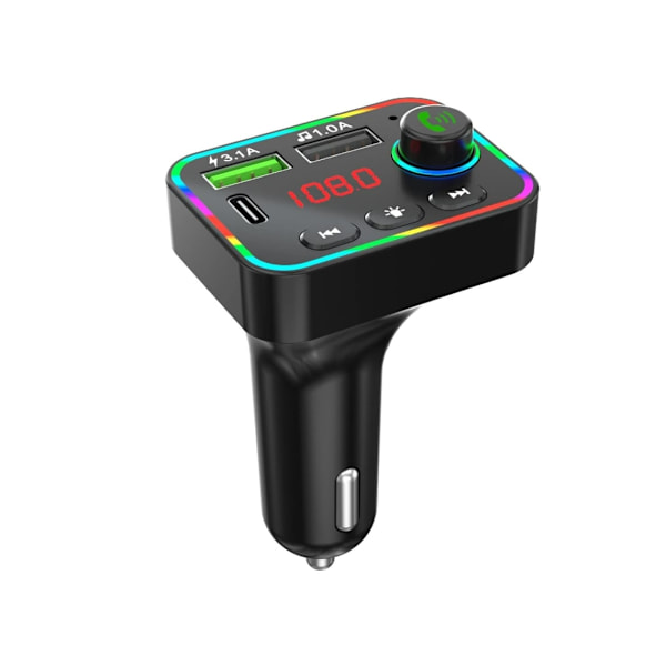 Langaton Bluetooth FM-radiolähetinadapteri autoon, handsfree-puhelusarja, laturi, 2 USB-porttia, 1 Type