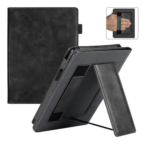 Etui til Kobo Clara Colour/Bw 2024, foldbart standercover med håndrem (sort) Black