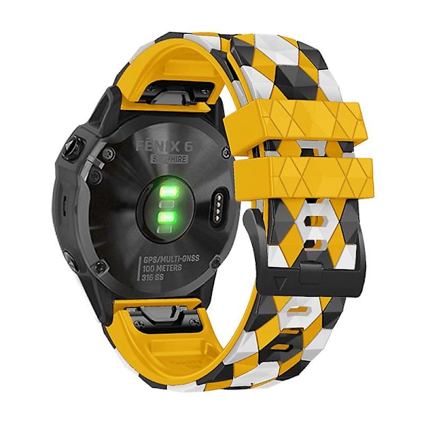For Garmin Fenix 7/Descent G1/Epix Gen2 Silikone Urrem Fodboldmønster 22mm TPE Urrem Yellow