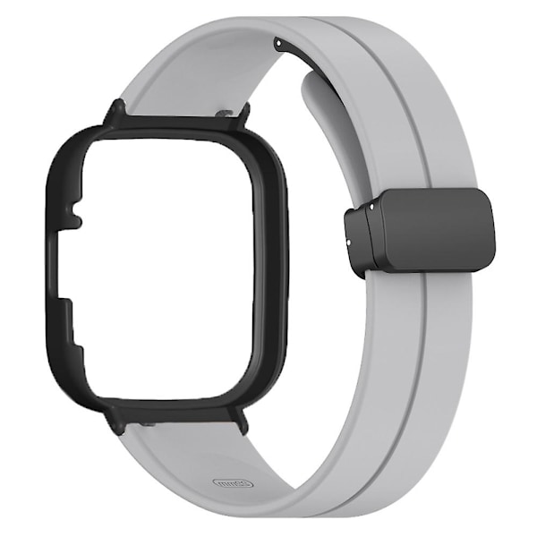 Svart magnetiskt spänne silikon handledsrem för Xiaomi Redmi Watch 3 klockarmband med klockfodral Grey