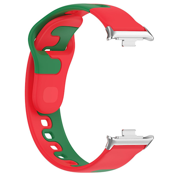 Silikoneurrem til Xiaomi Smart Band 8 Pro, dobbelt farve udskiftningsurrem Red Green