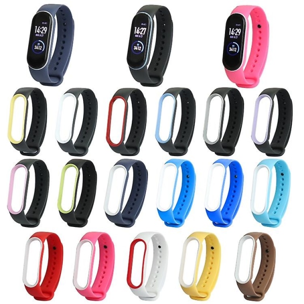 Til Xiaomi Mi Band 5 Tofarvet Tpe-urrem Pink White