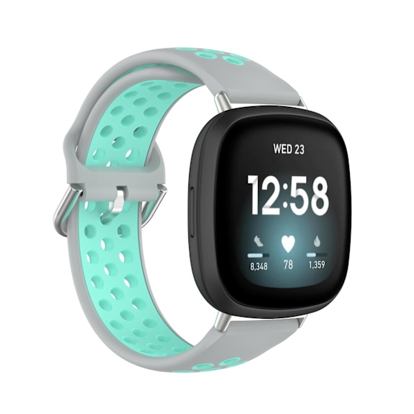 Tvåfärgat silikonarmband för Fitbit Versa 3 Grey Teal