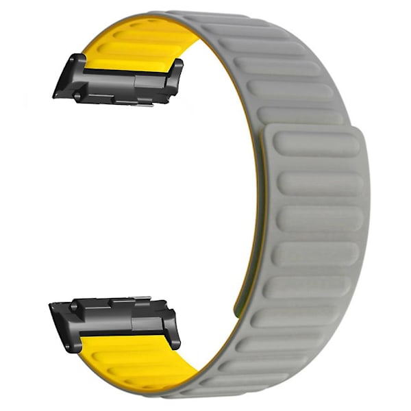 Magnetisk justerbar silikon+metall klockarmband ersättning för Huawei Watch D Grey Yellow