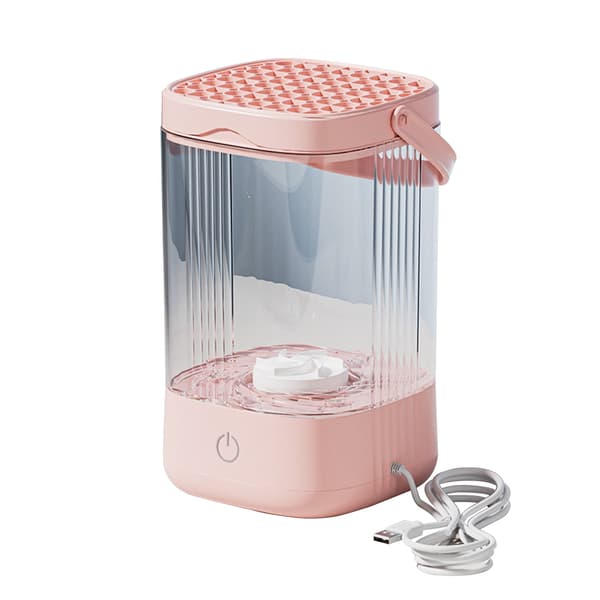 Elektrisk makeupbørsterenser, til de fleste størrelser børster og svampe (pink)