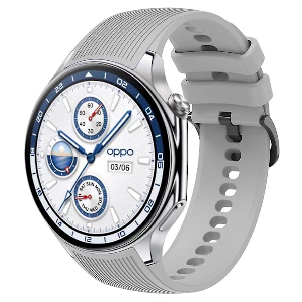 For Oppo Watch X udskiftning blød silikone rem justerbar urrem Grey