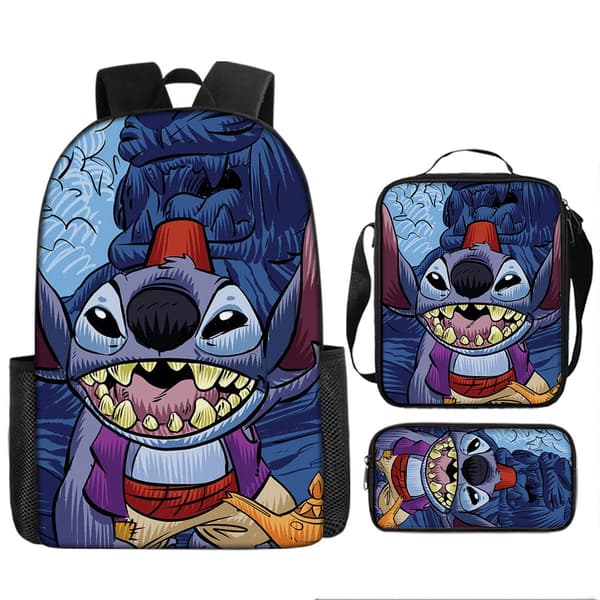 Stitch Anime Rygsæk Sæt 3 Stykker Med Madpose Og Penalhus (13)