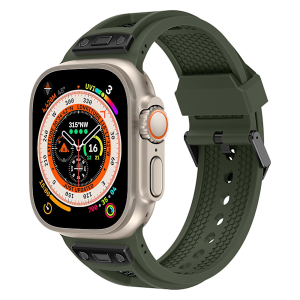 TPU-klokkestropp for Apple Watch Ultra 2 Ultra 49mm / Series 9 8 7 45mm / 6 5 4 SE (2022) SE (2023) SE 44mm / 3 2 1 42mm Army Green Black