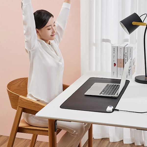 Oppvarmet skrivebordsmusmatte med funksjonell oppvarming med 3 varmenivåer og 4 timers automatisk avstenging - Underlag for kontorarbeid/hjem 80*33Cm