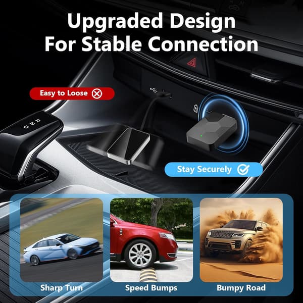 Trådløs Carplay-adapter, 2-i-1 Mini Størrelse Carplay & Android Auto, Plug & Play, Rask Autotilkobling