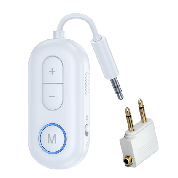Bluetooth-mottaker med 3,5 mm Aux-lydkontakt, Bt13 med gullbelagt adapterplugg (hvit)