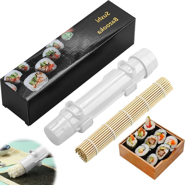 Sushimaskin - Bazooka Maker Kit med rullematte (hvit)