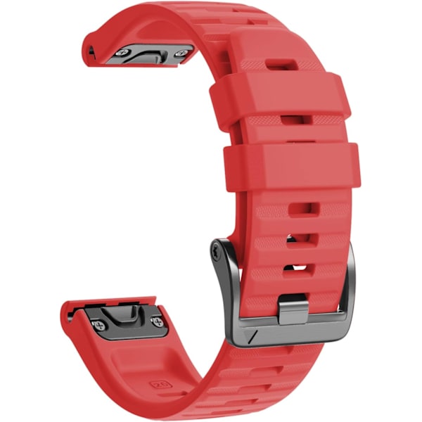 Kompatibel med Fenix 6X/7X Band 26mm Easy-fit Mjukt Silikon Armbandsersättning för Fenix 5X/Fenix 5X Plus/Fenix 3 Smartklockor (Svart) Red