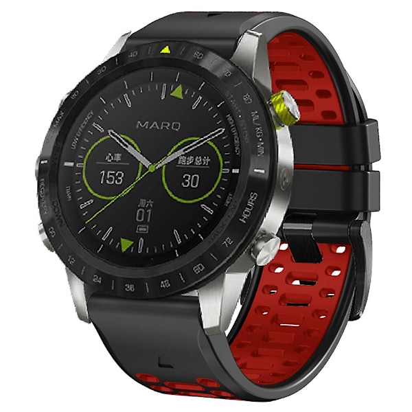 Til Garmin Fenix 7X/ 7X Pro/ 6X Quickfit 26mm urrem med tre rækker huller i to farver silikone rem Black Red