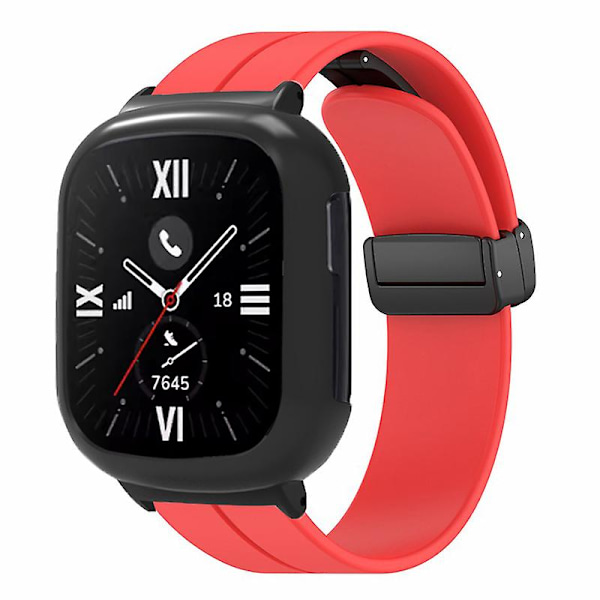 Rannekkeen magneettinen solki Silikoni rannehihna Honor Watch 4:lle, kellokuorella Red