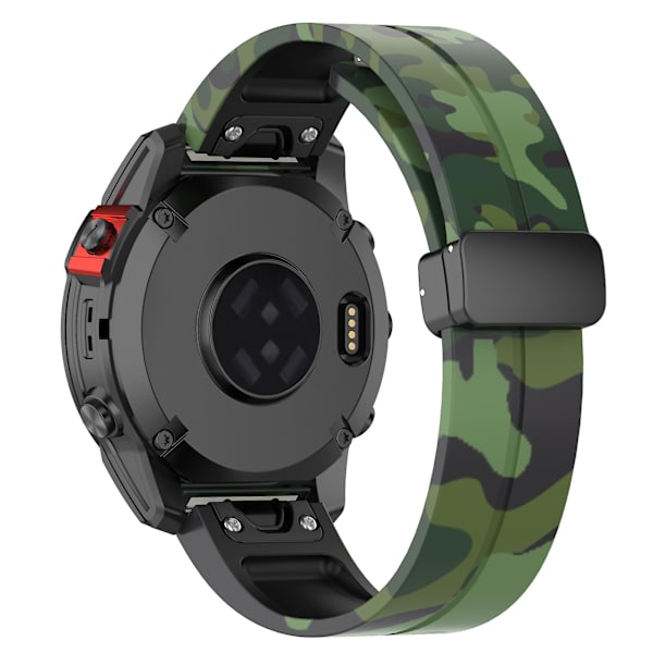26mm silikone rem sort spænde urrem til Garmin Tactix 7 Pro / Fenix 7x/6x/6x Pro/5x Plus Camo Green