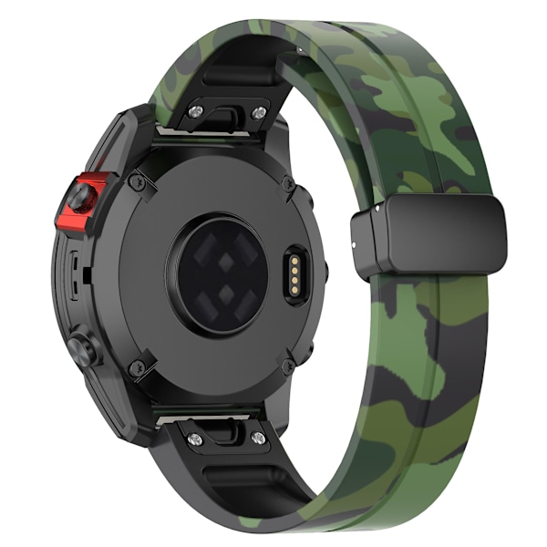 26mm Silikonrem Svart Spänne Klockarmband För Garmin Tactix 7 Pro / Fenix 7x/6x/6x Pro/5x Plus Camo Green