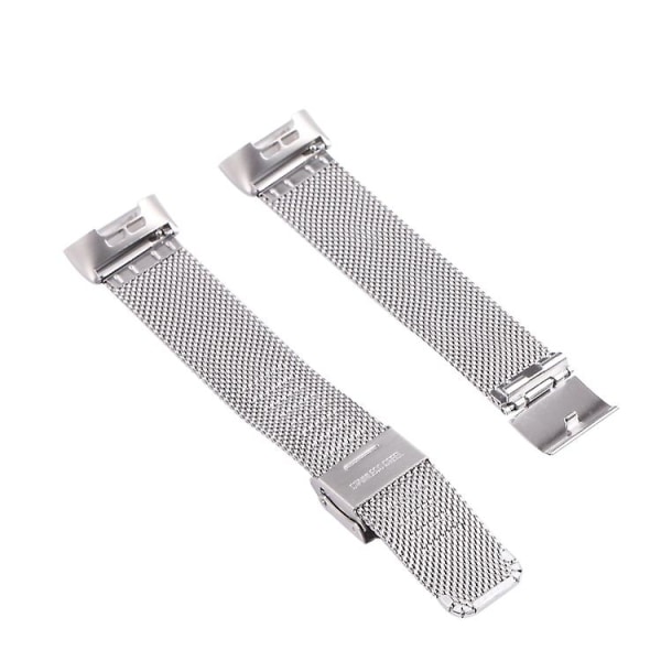 For Fitbit Charge 4 Double Insurance Buckle Milanese Watch Band FDT Silver