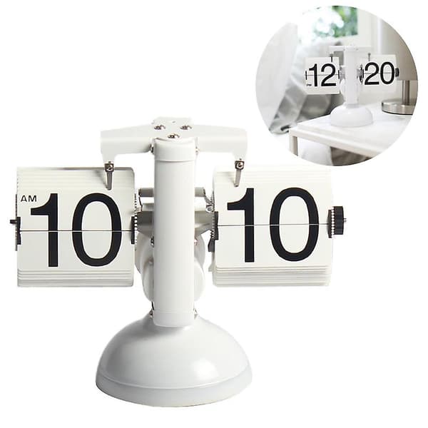 Flip Digital Clock Small Scale Bordklocka Flip Clock Quartz Clock Heminredning White