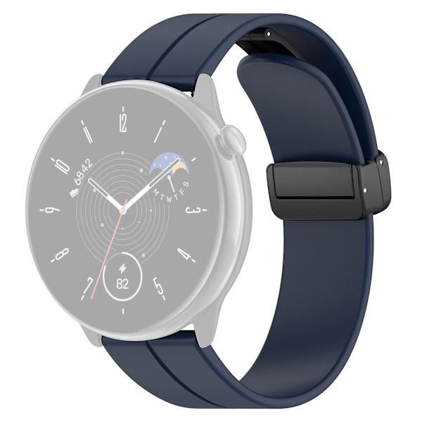 Magneettinen taittuva solki 20mm silikonihihna ranneke Huami Amazfit Gtr Mini/ Gts 4/3/2 / Bip 3 Midnight Blue