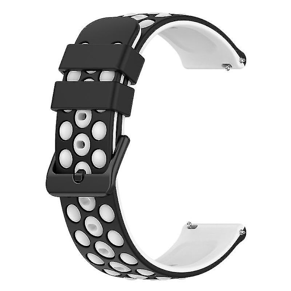 For Samsung, Huawei, Huami, Polar Universal Watch Band 20mm Watch Strap med flere runde hull Black White C Samsung Galaxy Watch4