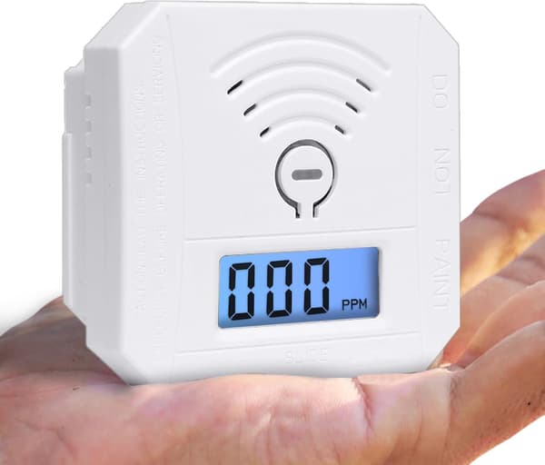 Kolmonoxiddetektor 1-pack, batteridriven, med digital LCD-display