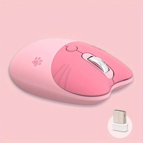 Trådløs mus Bt5.1 2.4Ghz Dual Mode Bærbar Sød Kat (Pink)