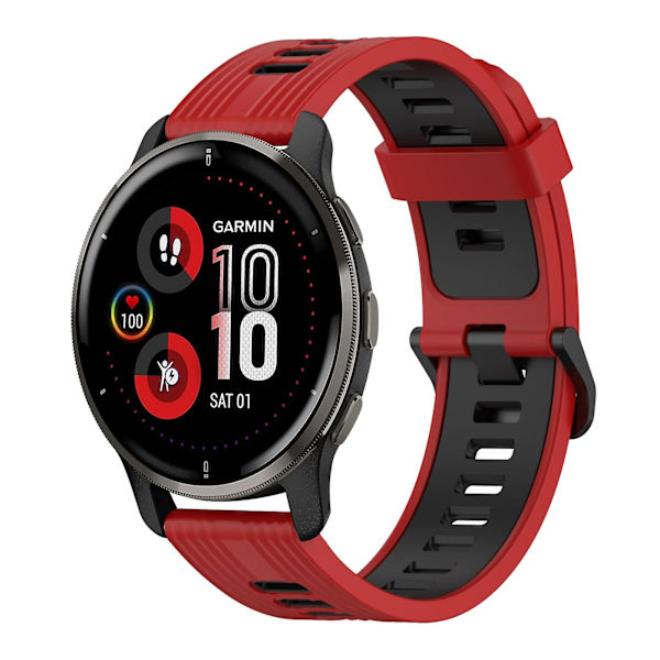 20 mm silikonikellon watch Garmin Venu 2 Plus -puhelimeen Red Black