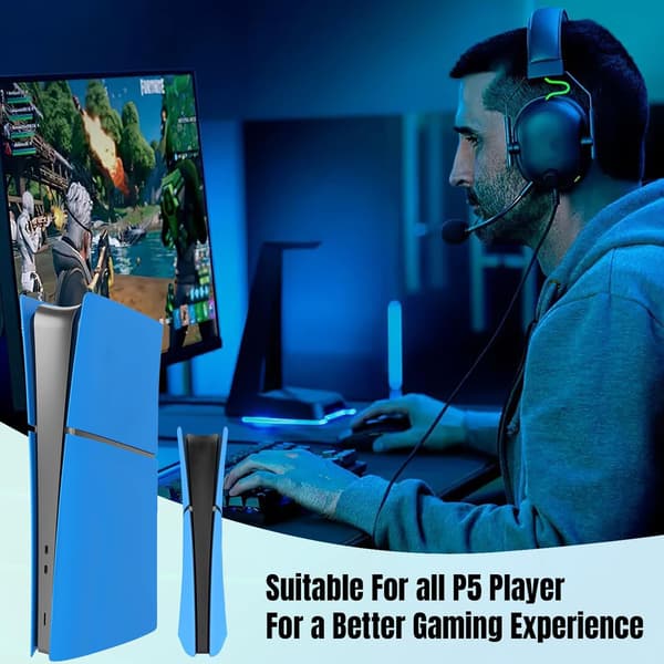 Deksel til PS5 Slim Digital Edition, matte sideplater erstatningstilbehør (kompatibel, blå)
