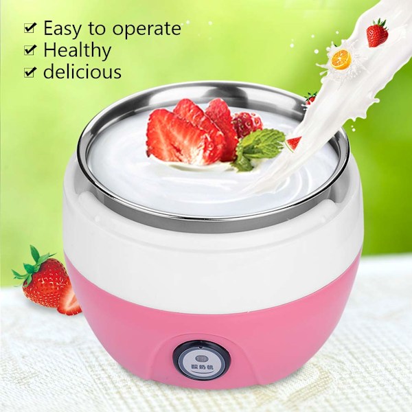 1L Helautomatisk Elektrisk Yoghurtmaskin Blå (Rustfritt Stål Innerbeholder)