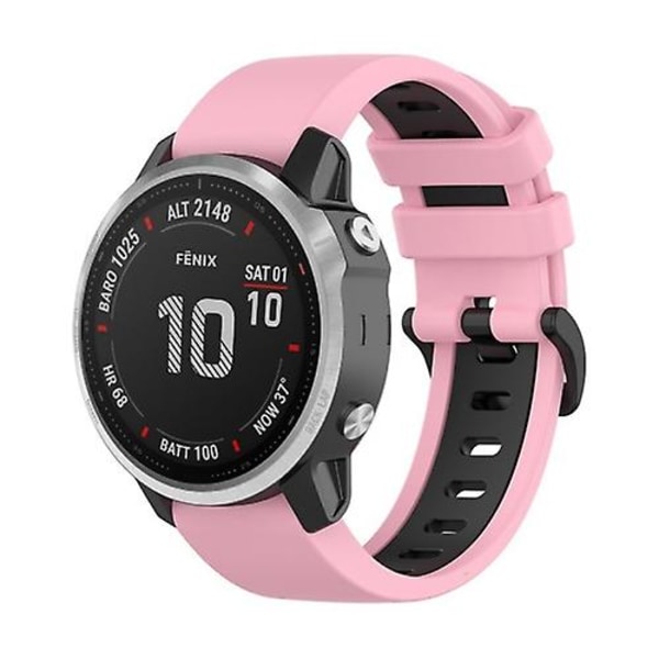 For Garmin Fenix ​​6s Pro 22mm Silikon Sports To-farget Watch Band LJT Pink-Black