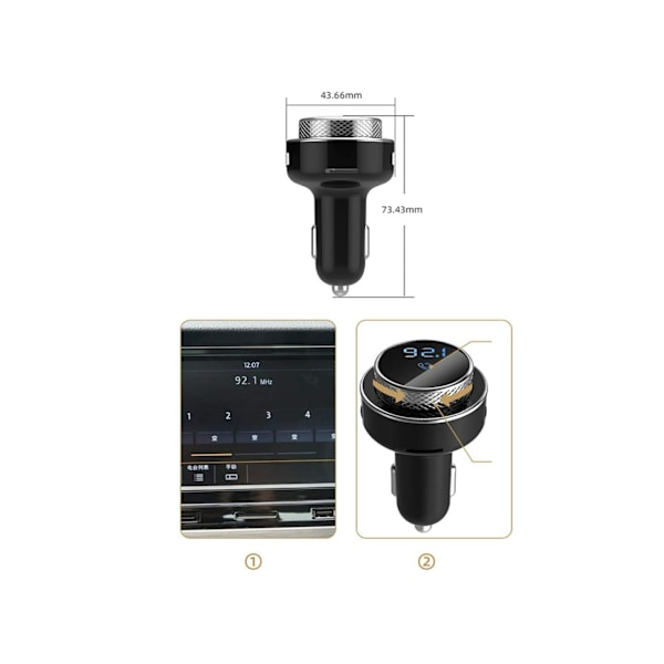 Bluetooth Bilspiller Billader MP3-sender Bluetooth 5.0 Bilsett Håndsfritt Bil MP3-spiller