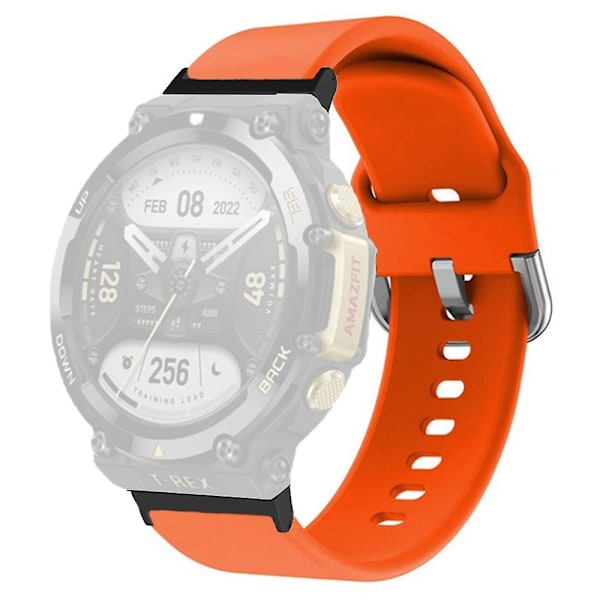 For Huami Amazfit T-Rex 2 Silikonurrem Justerbar Håndleddsrem med Firkant Spennespenne Orange