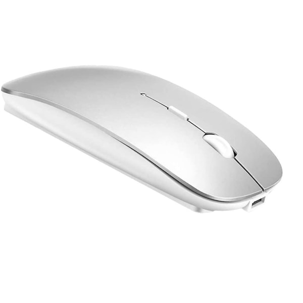 Wekity trådløs mus, 2,4 g ultratynd støjsvagt klik optisk mus med usb-modtager, kompatibel med bærbar computer, computer, Macbook Silver