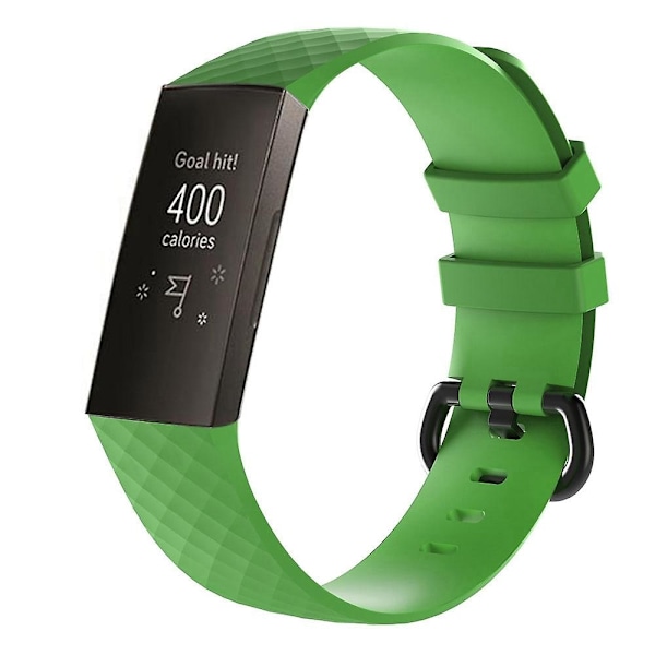 Diamantmønstret silikonklokkebånd for Fitbit Charge 4 Liten størrelse 190*18mm (Kaffe) Størrelse 190x18mm Green