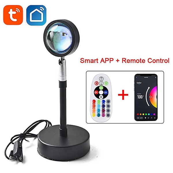Tuya 16 Färger Bluetooth Solnedgångslampa Projektor Rgb Led Nattljus Tuya Smart App Hose 1pcs