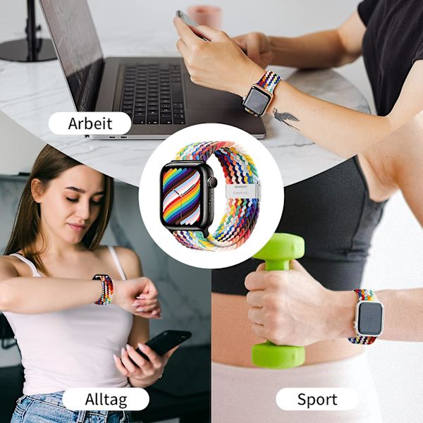 Punottu solosilmukka Apple Watch rannekkeelle 44mm 40mm 45mm 41mm 42mm 38mm case+ hihna Nylon joustava rannekoru Iwatch Serie 3 5 6 Se 7 8 38mm series 321 Star