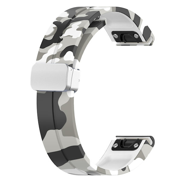 Sølvspenne 22mm Silikon Rem for Garmin Fenix 7 / Forerunner 965/955/945/935 Camo White