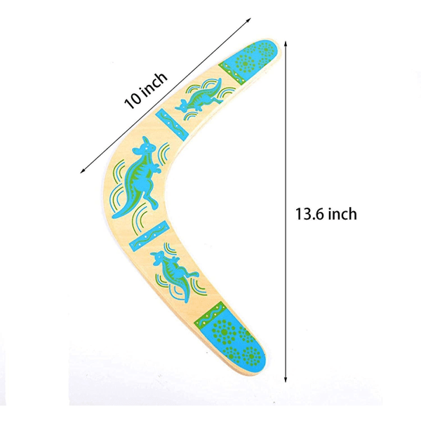 Synnynnäinen käsintehty bumerangi, Australian tyylinen puinen bumerangi, V-muotoinen palaava bumerangi yli 10-vuotiaille lapsille ja aikuisille - sininen
