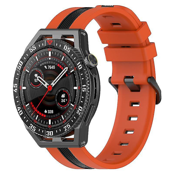 Sportsremmer for Huawei Watch GT 3 SE/Watch GT, dobbel 22 mm klokkestropp pustende myk silikonrem Orange Black