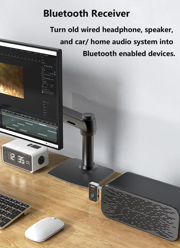 Bluetooth-mottaker 2-i-1 Bluetooth 5.3-adapter 3,5 mm jack