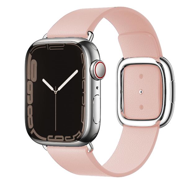 Modern Spänne Rem För Apple Watch Armband 45mm 41mmm 44mm/40mm 38 42mm 49mm Correa Läderarmband Iwatch Serie 3 6 Se 7 8 Ultra 40mm 38mm 41mm pink